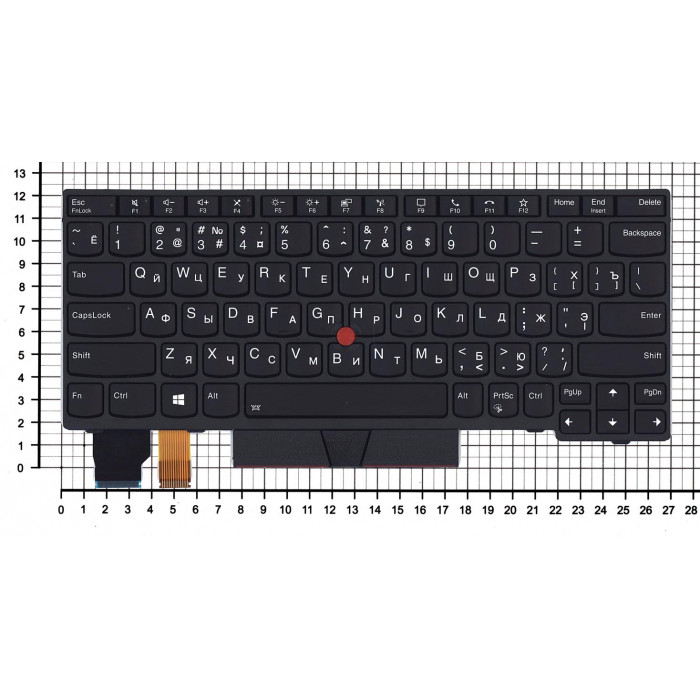 Клавиатура для Lenovo ThinkPad X13 Yoga Gen 1 черная с подсветкой