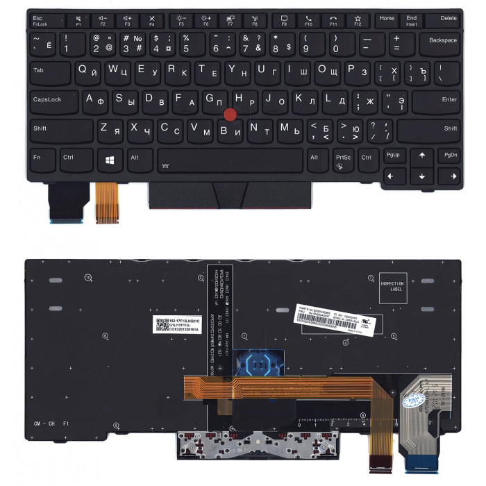 Клавиатура для Lenovo ThinkPad X13 Yoga Gen 1 черная с подсветкой