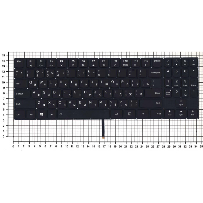 Клавиатура для Lenovo Legion Y520 Y520-15IKB черная без рамки, белая подсветка