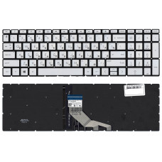Клавиатура для HP 15-dw серебристая с подсветкой