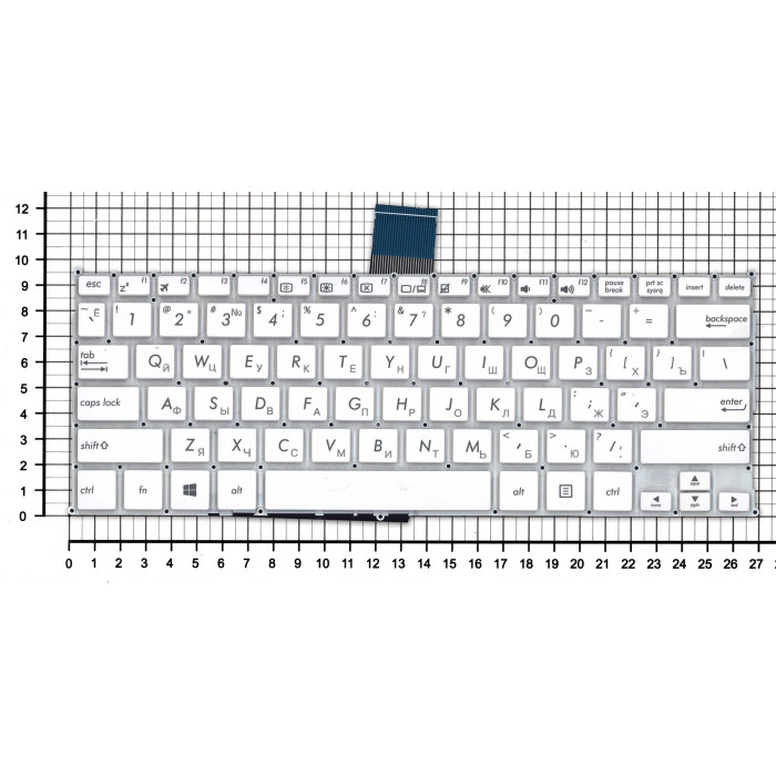 Клавиатура для Asus F200CA F200LA F200MA X200 белая, без рамки, плоский Enter