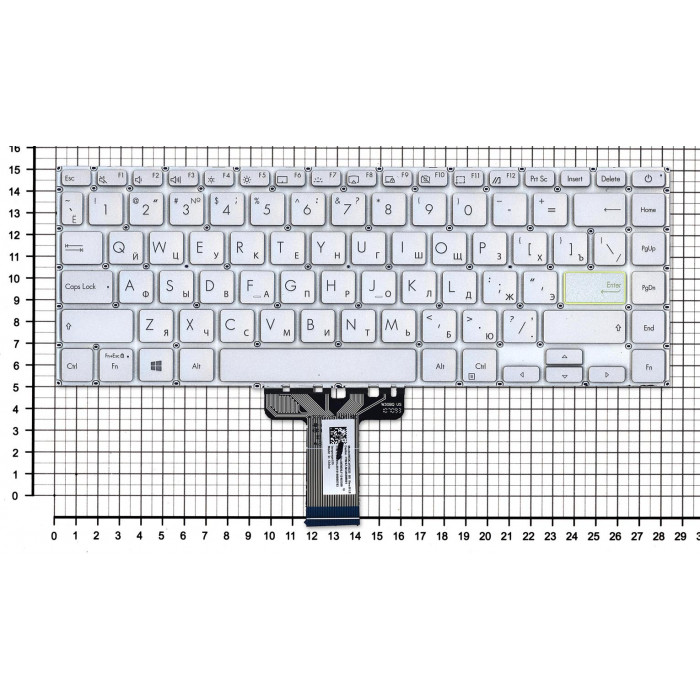 Клавиатура для Asus K413JA серебристая с подсветкой