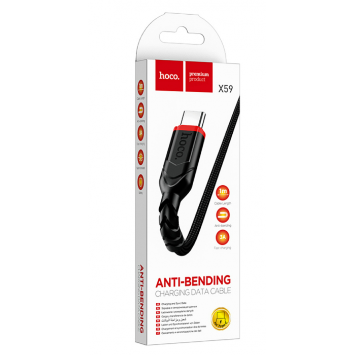 Кабель USB HOCO X59 Victory USB-Type-C, 3A, 1м, черный