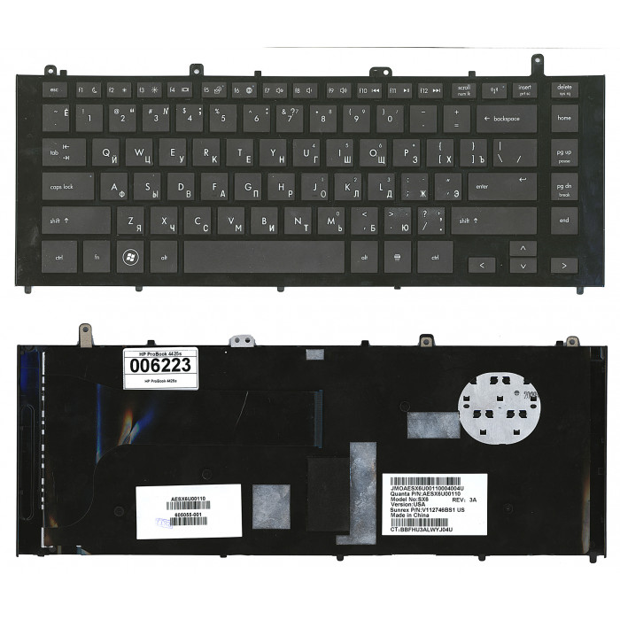 Клавиатура для HP ProBook 4425s черная с черной рамкой