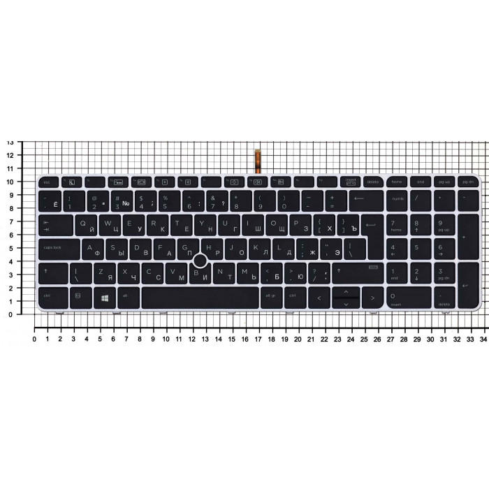 Клавиатура для HP Elitebook 850 G3 850 G4 черная с серой рамкой и подсветкой