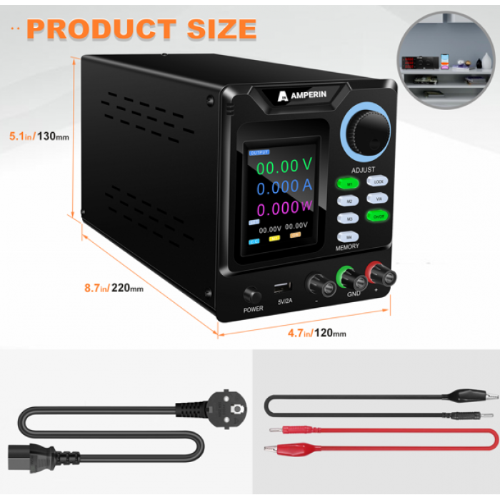Лабораторный блок питания Amperin AI-D300.1RS 300V, 1A