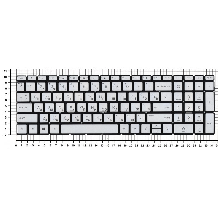 Клавиатура для HP 15-dw серебристая с подсветкой