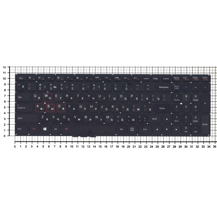 Клавиатура для Lenovo IdeaPad Y700 Y700-15ISK черная без подсветки
