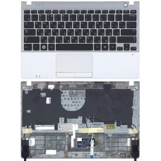 Клавиатура для Samsung NP350U2B топкейс черная, серебристый корпус