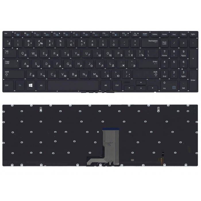 Клавиатура для Samsung NP880Z5E, 870Z5G-X01, NP670Z5E, NP680Z5E, NP 670Z5E-X02, 670Z5E-X01, NP780Z5E, NP770Z5E черная с подсветкой