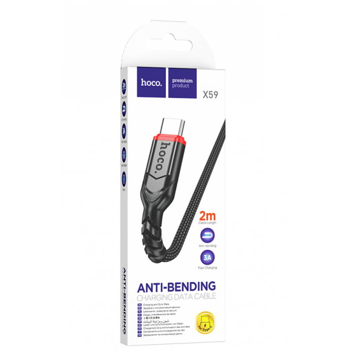 Кабель USB HOCO X59 Victory USB-Type-C, 3A, 2м, черный
