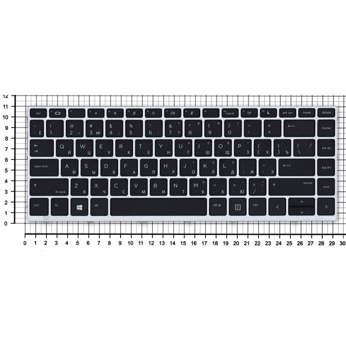 Клавиатура для HP ProBook 640 G4 черная с серой рамкой