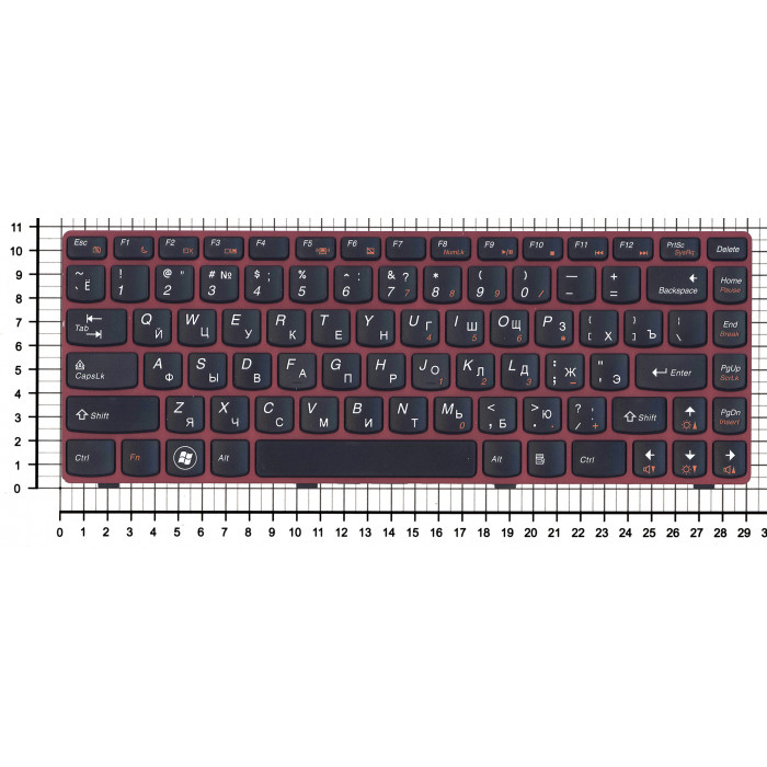 Клавиатура для Lenovo V380 черная с красной рамкой