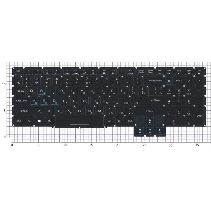 Клавиатура для ноутбука Acer Predator Triton 700 PT715-51 черная