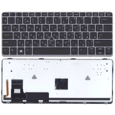 Клавиатура для HP EliteBook 720 G1 G2 725 G2 черная с серебристой рамкой с подсветкой