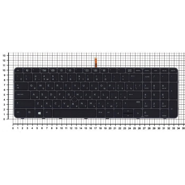 Клавиатура для HP Elitebook 850 G3 850 G4 черная с черной рамкой и подсветкой