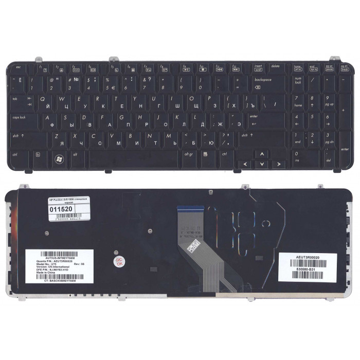 Клавиатура для HP Pavilion DV6-1000 DV6-2000 глянцевая черная