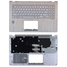 Клавиатура для Asus Vivobook S15 S530U X530UN серебристая топ-панель