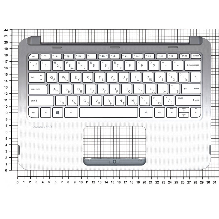 Клавиатура для HP Stream X360 11-p топкейс белый-серебро