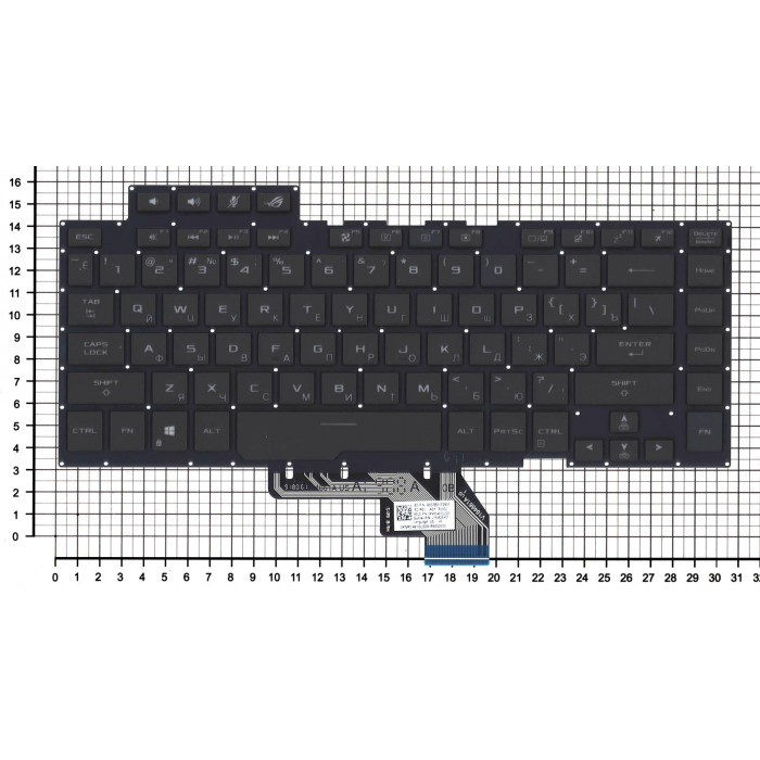 Клавиатура для ноутбука Asus ROG GU502 черная c подсветкой маленький энтер