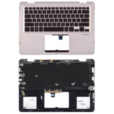 Клавиатура для ноутбука Asus ZenBook Flip 14 UX461FA черная с подсветкой топ-панель золотистая