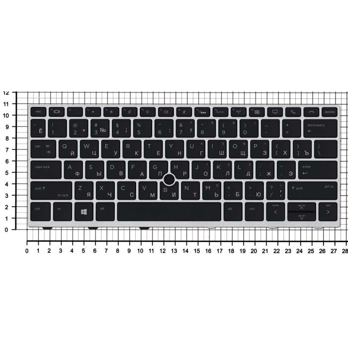Клавиатура для HP Elitebook 730 G5 735 G5 830 G5 836 G5 черная с серой рамкой и подсветкой