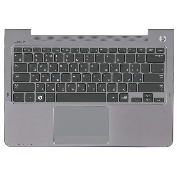 Клавиатура для Samsung NP530U3B 530U3B черная топкейс серый