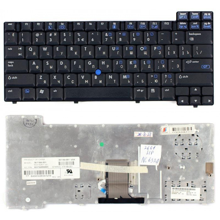 Клавиатура для HP Compaq NC6320 NX6310 NX6315 NX6325 NC6310 черная
