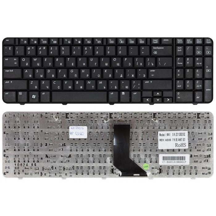 Клавиатура для HP Pavilion G60 Compaq Presario CQ60 Совместимые p/n: NSK-HAA0R, 9J.N0Y82.A0R