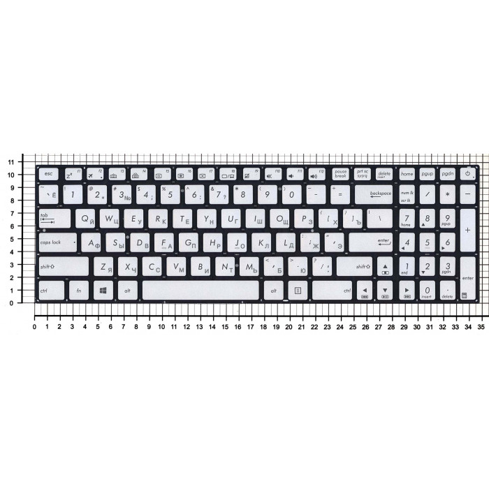Клавиатура для Asus N541 серебристая