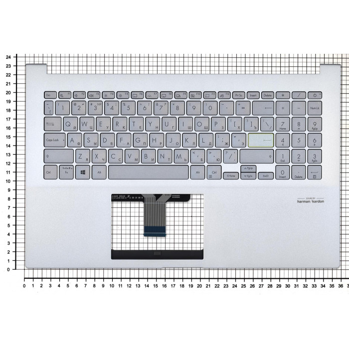 Клавиатура для Asus Vivobook X521 топкейс Серебро