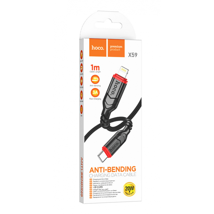 Кабель USB-C HOCO X59 Victory Type-C-Lightning, 20W, 1м, черный