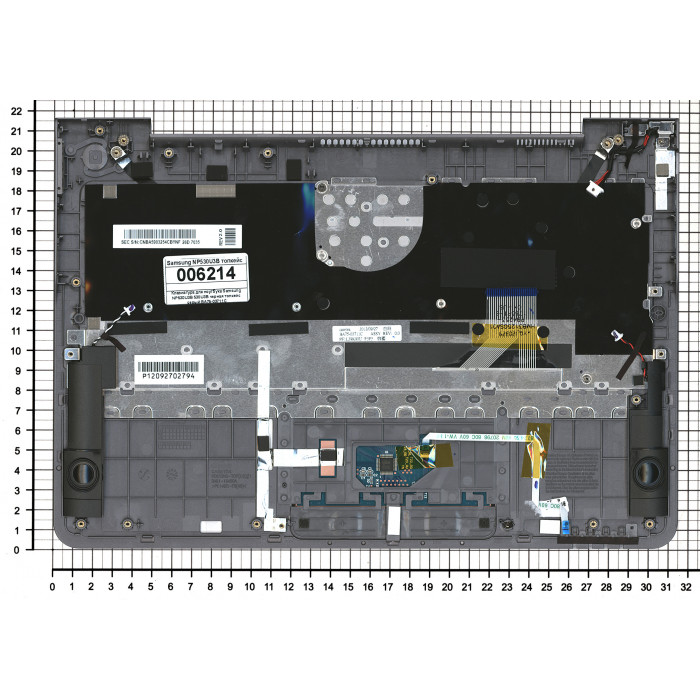 Клавиатура для Samsung NP530U3B 530U3B черная топкейс серый