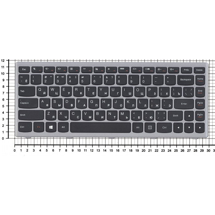 Клавиатура для Lenovo Flex 14 G400s черная с серой рамкой