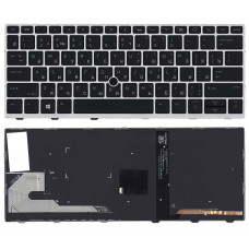 Клавиатура для HP Elitebook 730 G5 735 G5 830 G5 836 G5 черная с серой рамкой и подсветкой