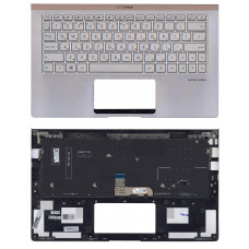 Клавиатура для Asus UX333FA топ-панель серебристая с подсветкой