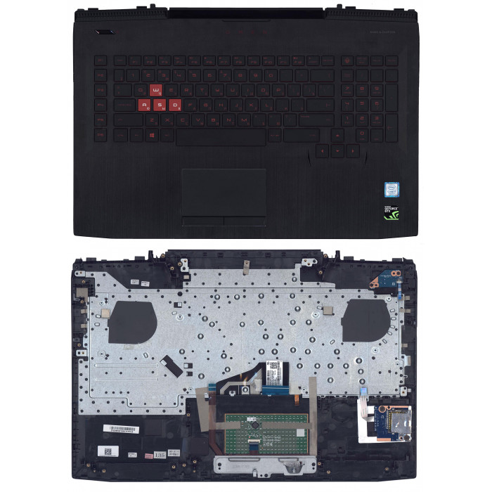 Клавиатура для HP Omen 17-AN топкейс красный шрифт