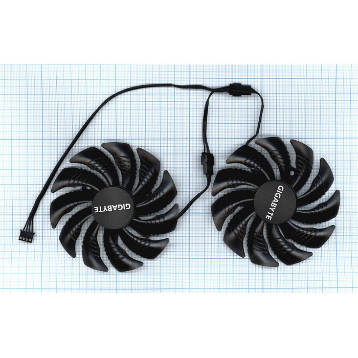 Кулер для ноутбука видеокарты Gigabyte RX 470, 570, 580, GTX 1060 88мм 4-pin двойной