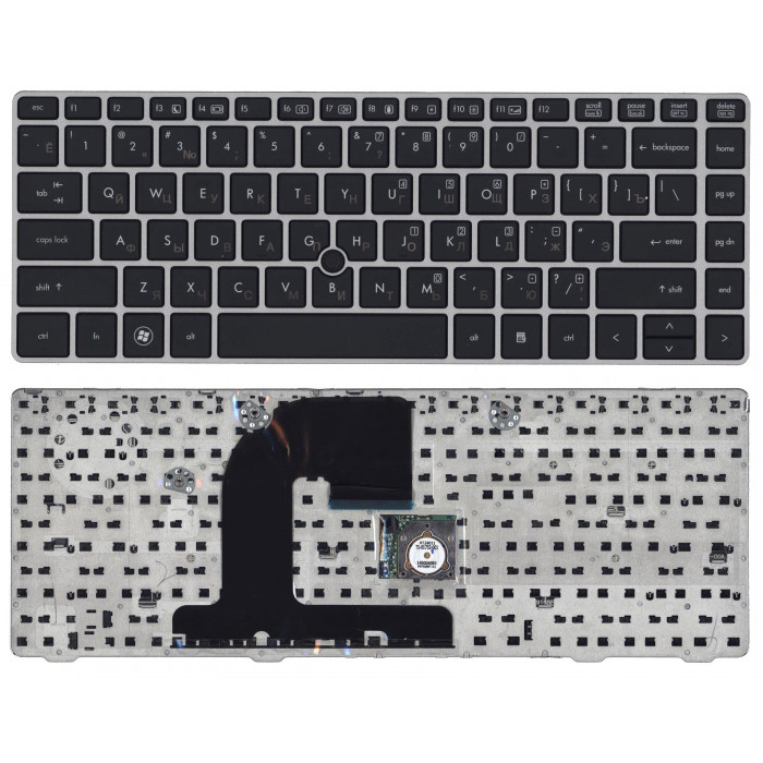 Клавиатура для HP EliteBook 8460P ProBook 6460B 6465B черная c черной рамкой и указателем