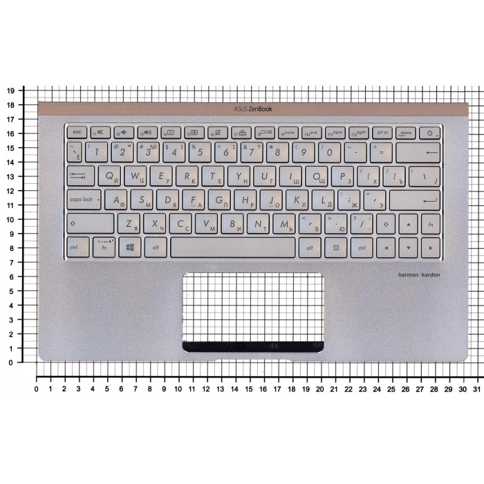Клавиатура для Asus UX333FA топ-панель серебристая с подсветкой