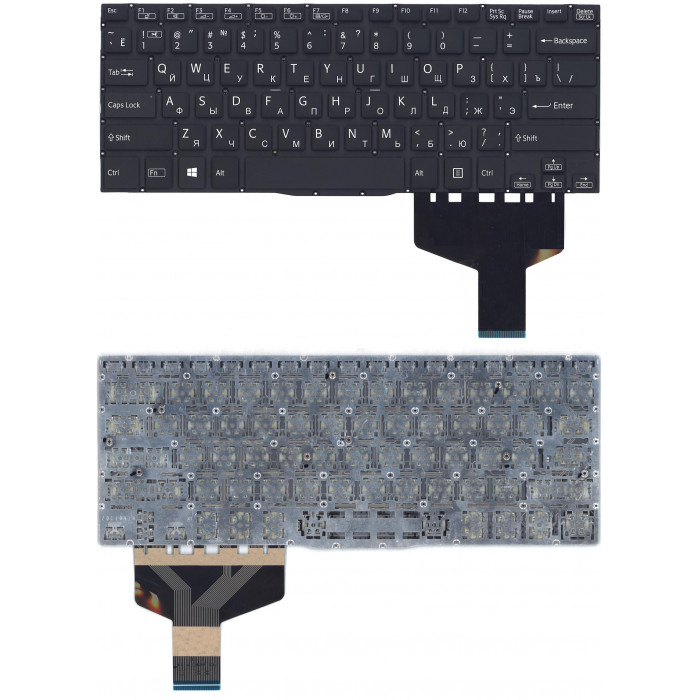 Клавиатура для Sony Vaio SVF14 черная с подсветкой без рамки