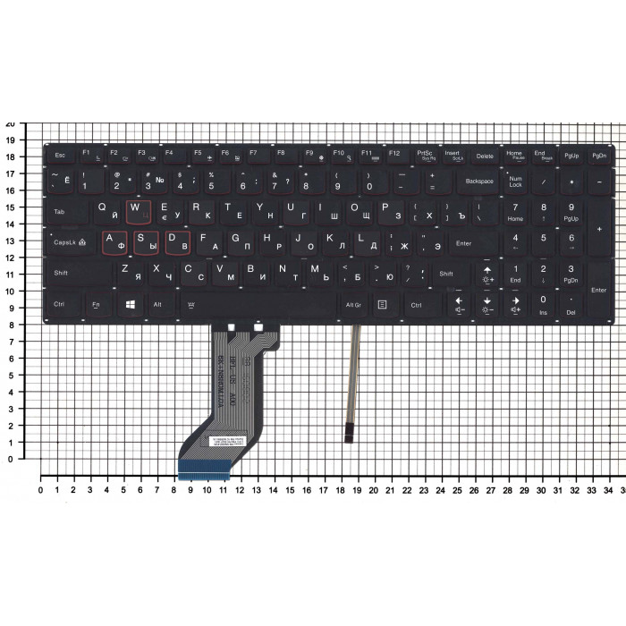 Клавиатура для Lenovo IdeaPad Y700 Y700-15ISK черная без рамки с подсветкой
