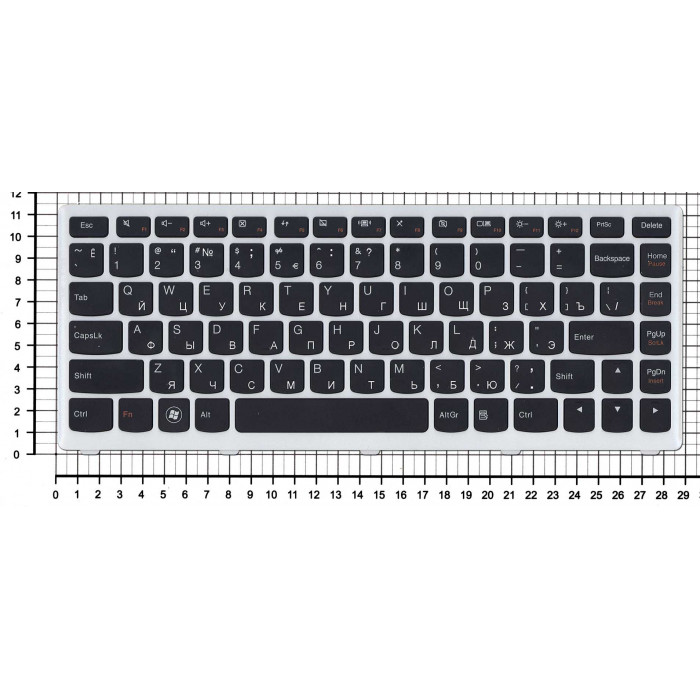 Клавиатура для Lenovo IdeaPad U310 черная с серой рамкой
