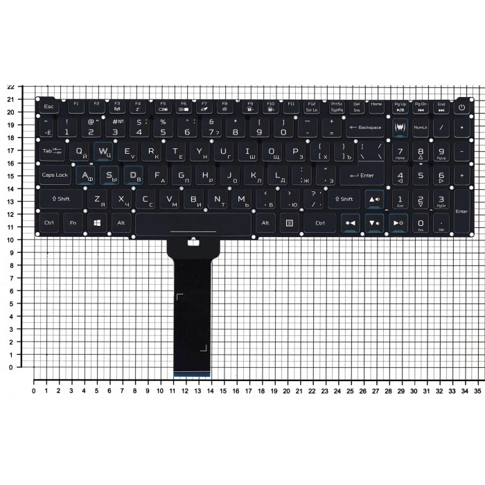 Клавиатура для Acer Predator Helios 300 PH315-52 черная с подсветкой