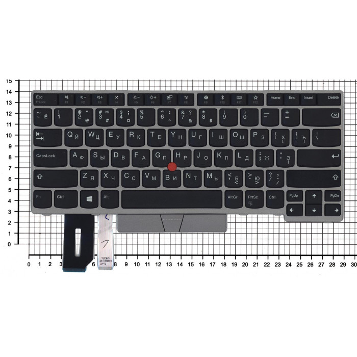 Клавиатура для Lenovo ThinkPad E480 E485 черная с серебристой рамкой