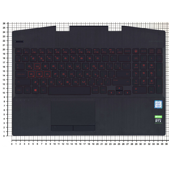 Клавиатура для HP Omen 15-DH топкейс красная подсветка