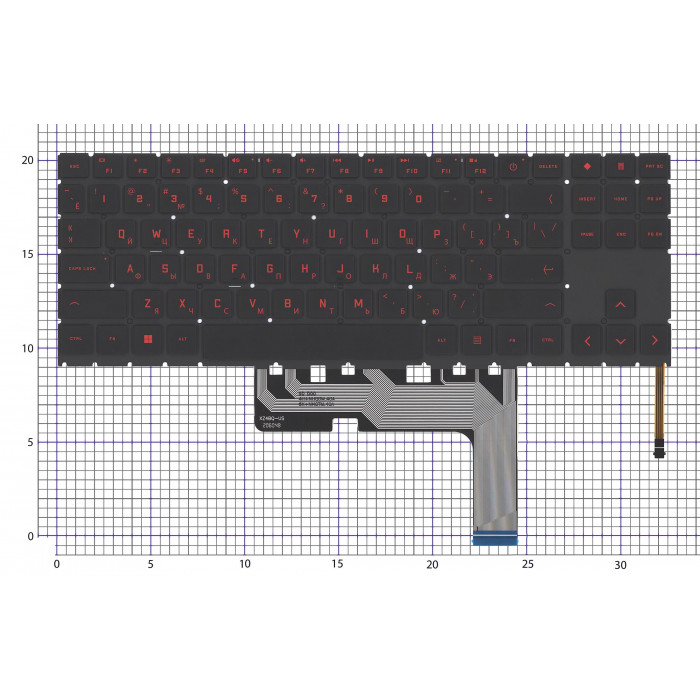 Клавиатура для ноутбука HP Omen 15-ek черная с красной подсветкой