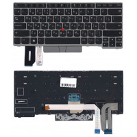 Клавиатура для Lenovo ThinkPad E480 E485 черная с серебристой рамкой