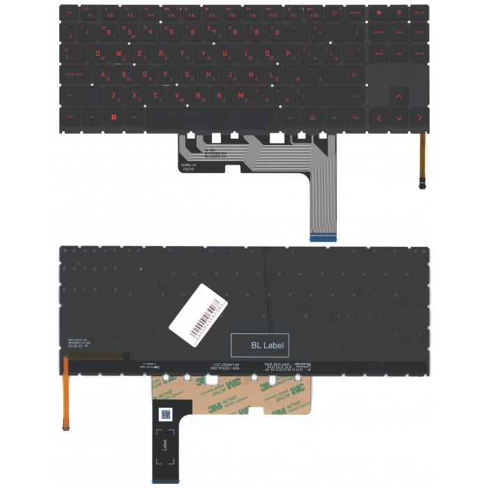 Клавиатура для ноутбука HP Omen 15-ek черная с красной подсветкой