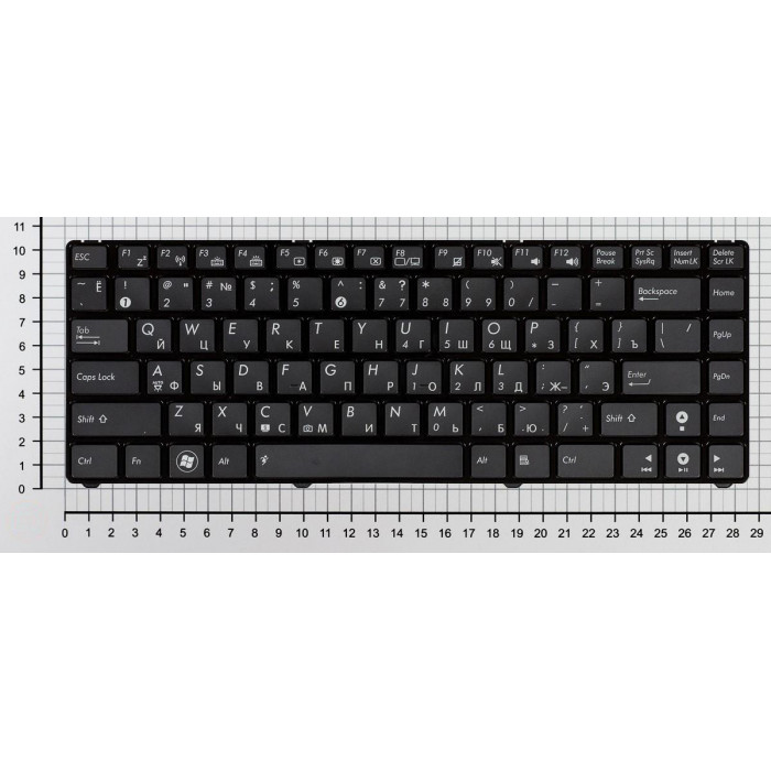 Клавиатура для Asus UL20 Eee PC 1201 черная с рамкой с подсветкой